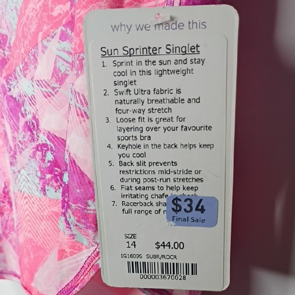 Lululemon Ivivva  Sun Sprinter Singlet athletic racerback tank top. - Picture 4 of 9